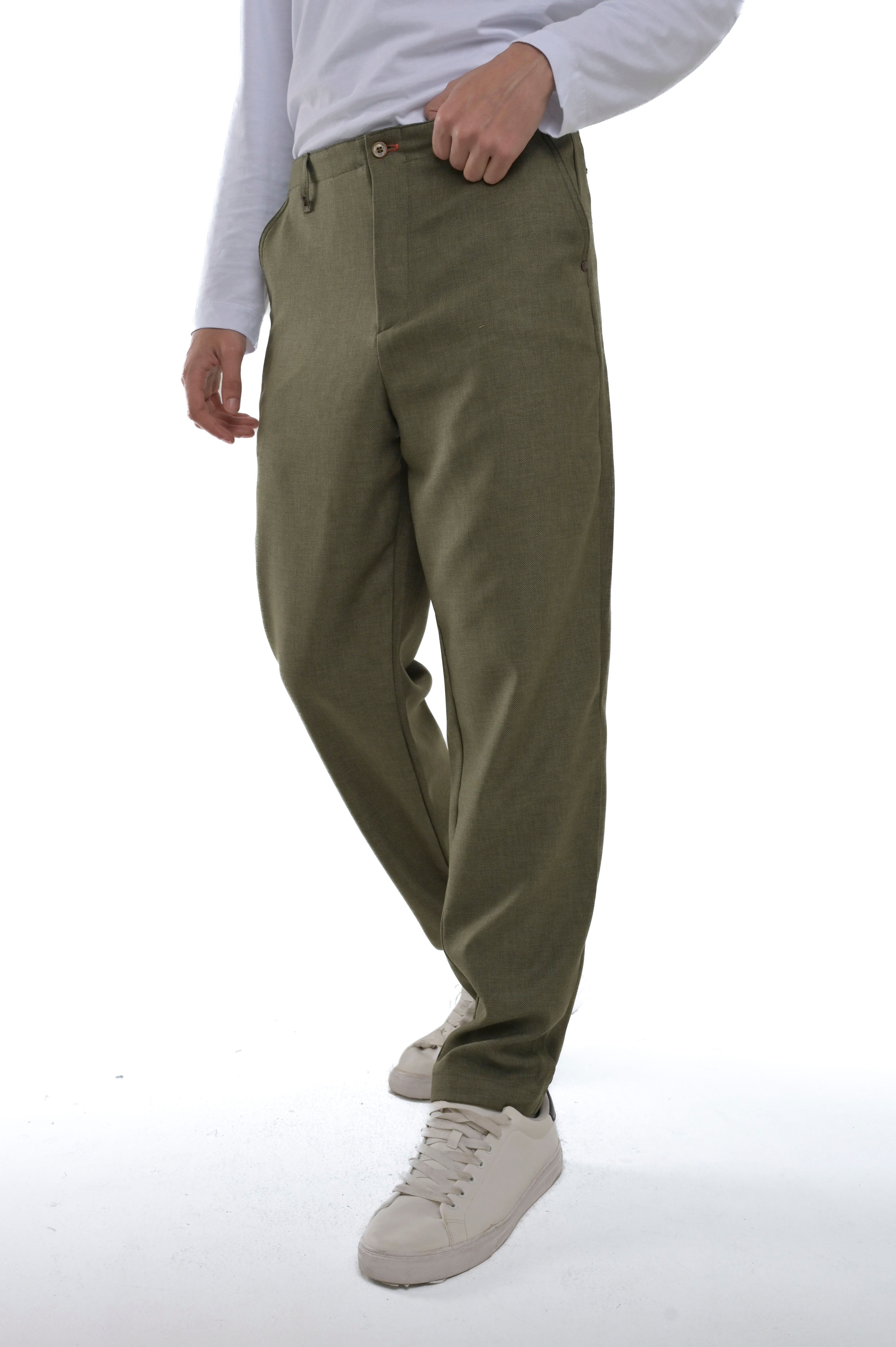 Pantaloni classici loose Ball Caravella verde FW24/25