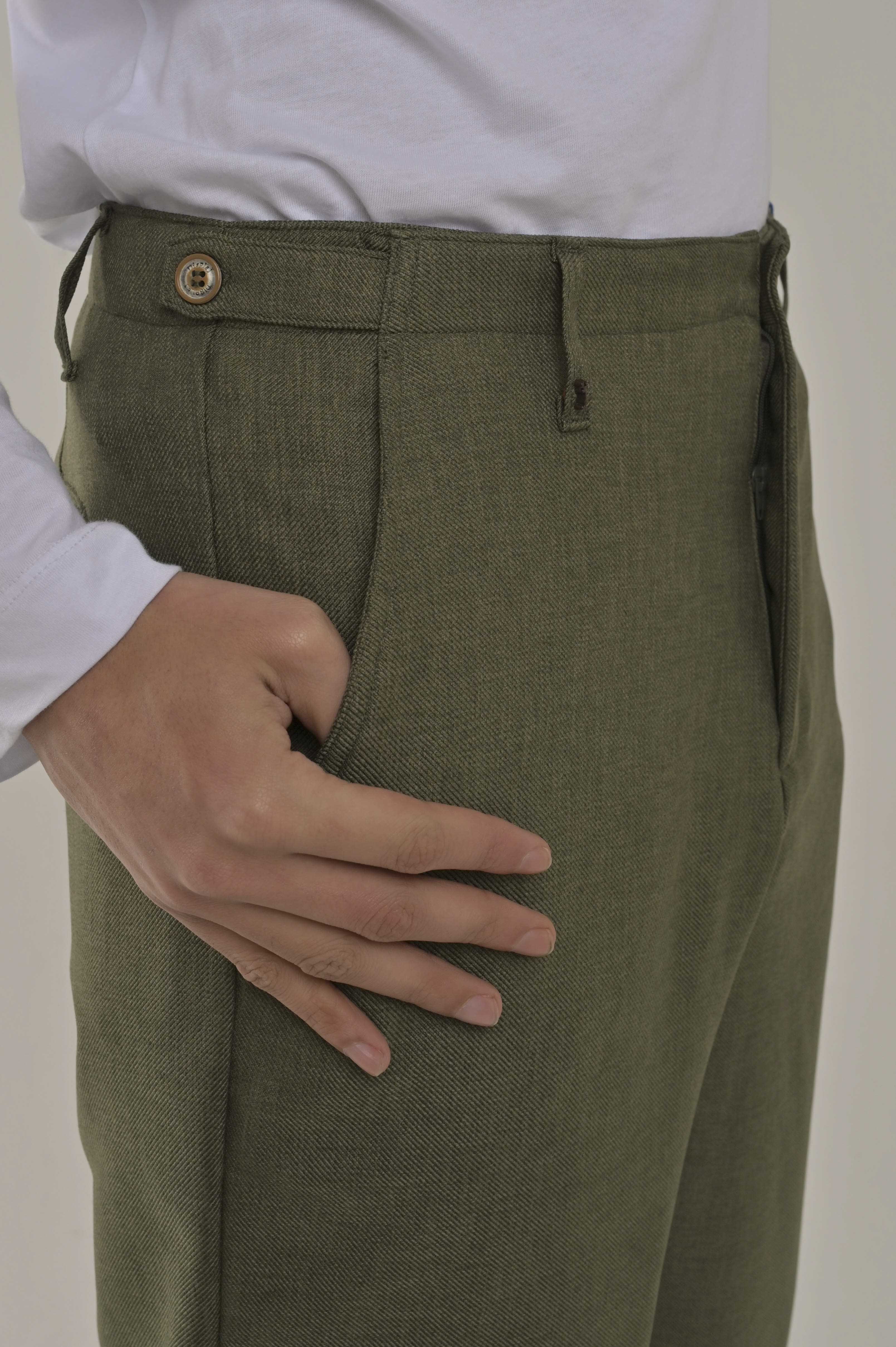 Pantaloni classici loose Ball Caravella verde FW24/25